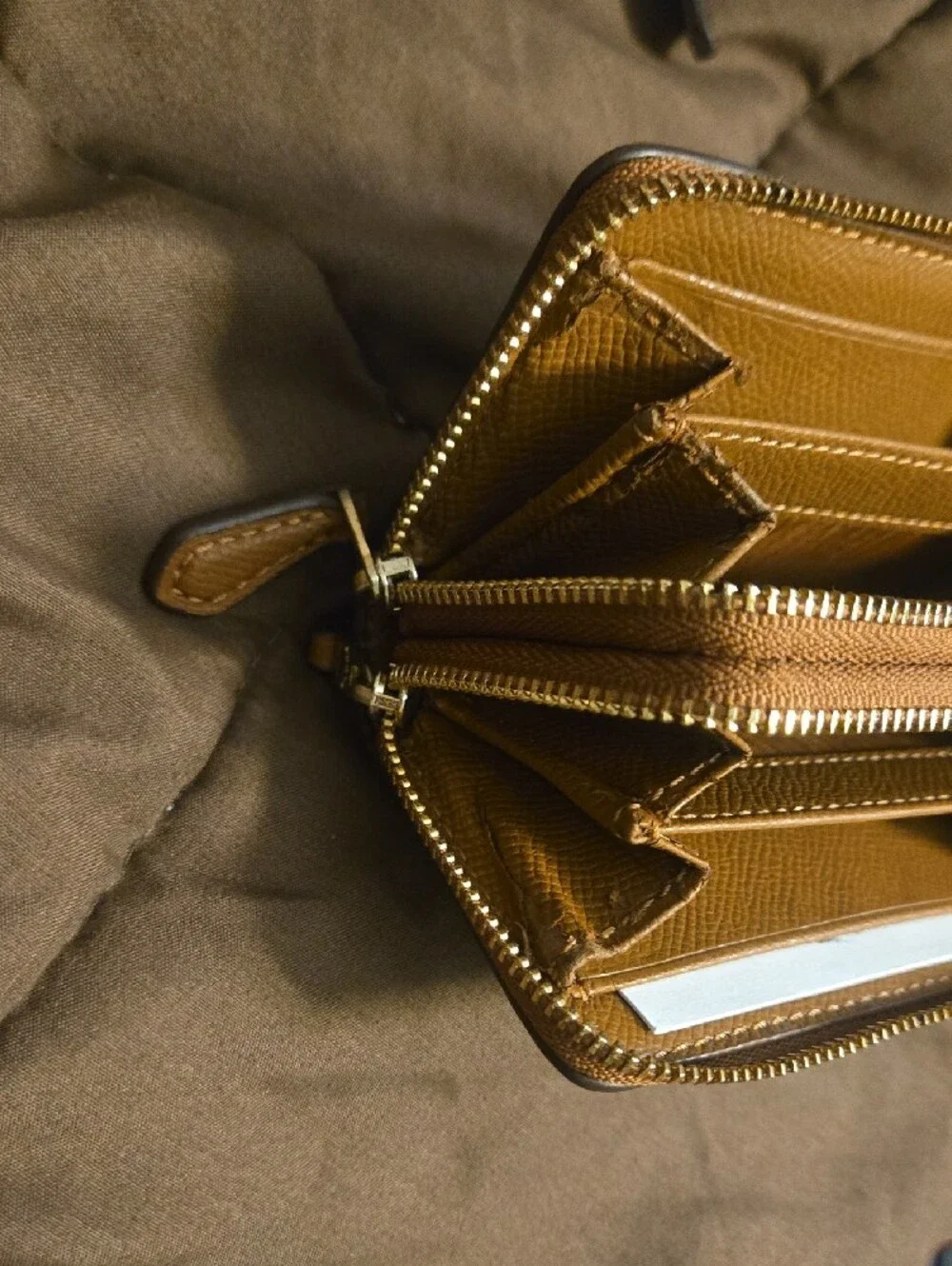 Coach Signature Monogram Zip Card Case in Brown